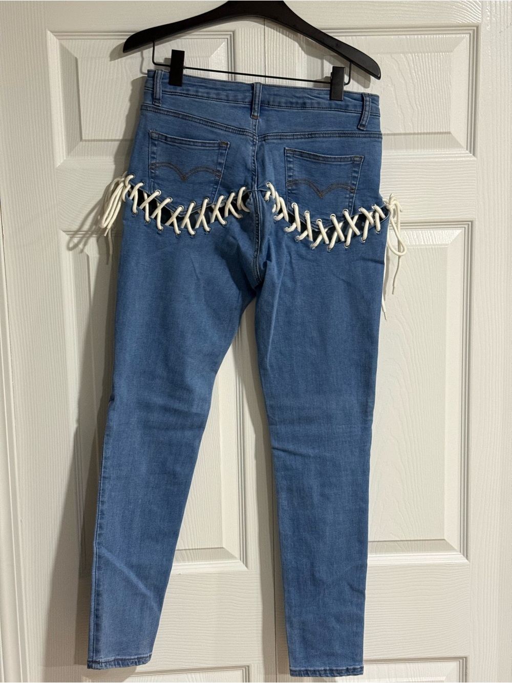 Women's Blue Lace-Up Back Detail Jeans